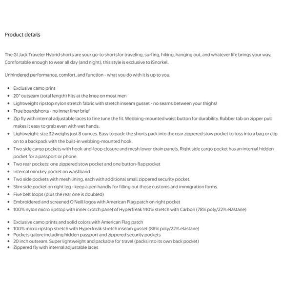 O'Neill GI Jack Traveler Hyper Freak Hybrid Ripstop Shorts Men 50 Black Camo NEW - Picture 12 of 16